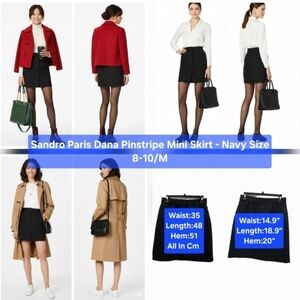 Sandro Dana Pinstripe Mini Skirt In Navy Size 8-10/M